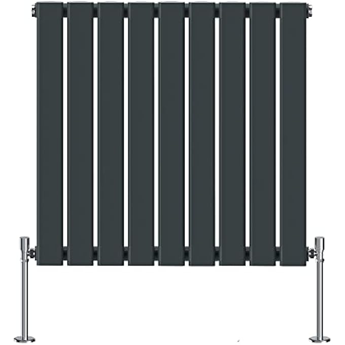 NRG 600X612MM HORIZONTAL FLAT PANEL SINGLE COLUMN ANTHRACITE RADIATOR DESIGNER BATHROOM CENTRAL HEATING - Image 3