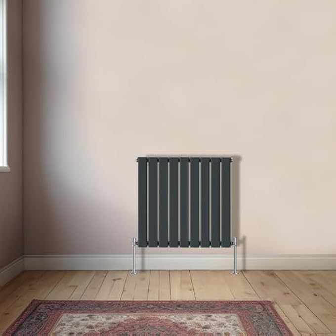 NRG 600X612MM HORIZONTAL FLAT PANEL SINGLE COLUMN ANTHRACITE RADIATOR DESIGNER BATHROOM CENTRAL HEATING - Image 1