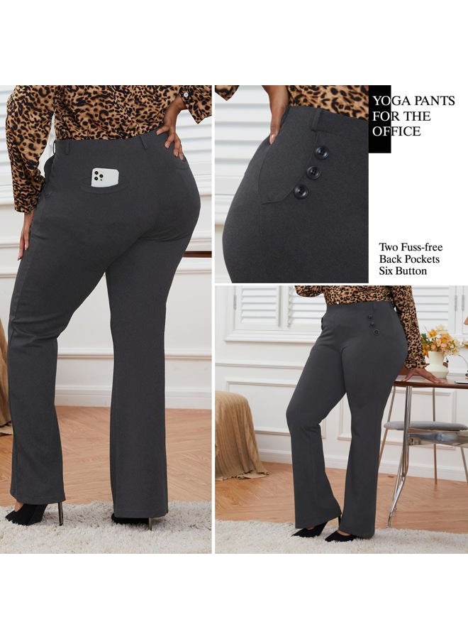 DGD Wrinkle-Free Stretch Dress Pants Plus Size for Women Pull-on Pant Ease into Comfort Office Pant, Heathergrey, 3XL - Image 2