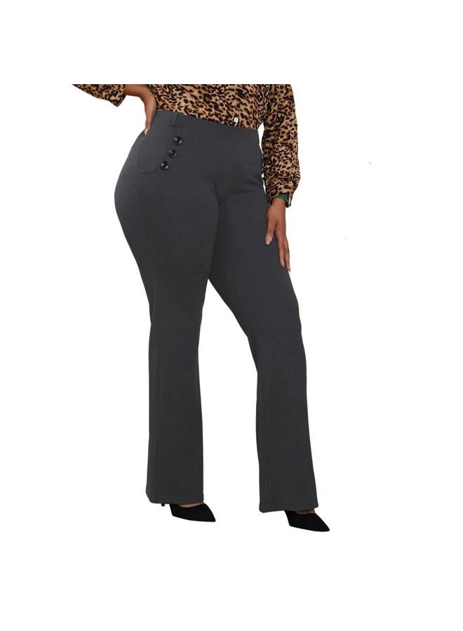 DGD Wrinkle-Free Stretch Dress Pants Plus Size for Women Pull-on Pant Ease into Comfort Office Pant, Heathergrey, 3XL - Image 1