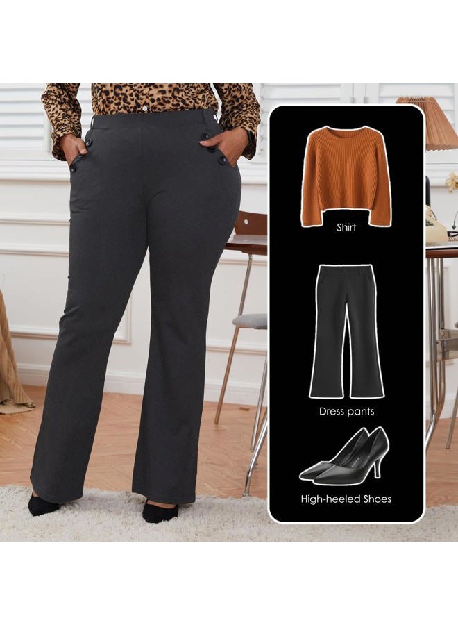 DGD Wrinkle-Free Stretch Dress Pants Plus Size for Women Pull-on Pant Ease into Comfort Office Pant, Heathergrey, 3XL - Image 3