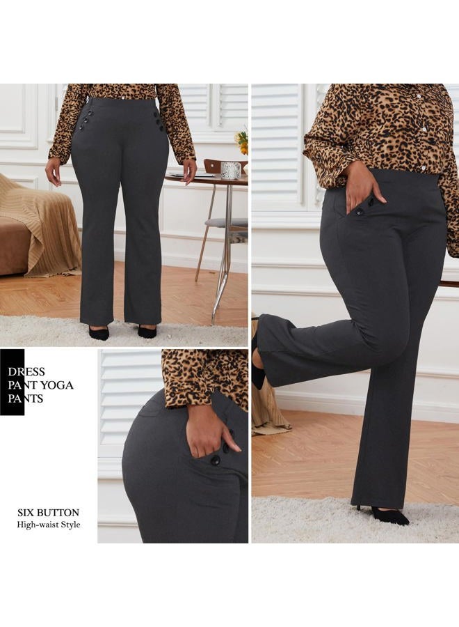 DGD Wrinkle-Free Stretch Dress Pants Plus Size for Women Pull-on Pant Ease into Comfort Office Pant, Heathergrey, 3XL - Image 4