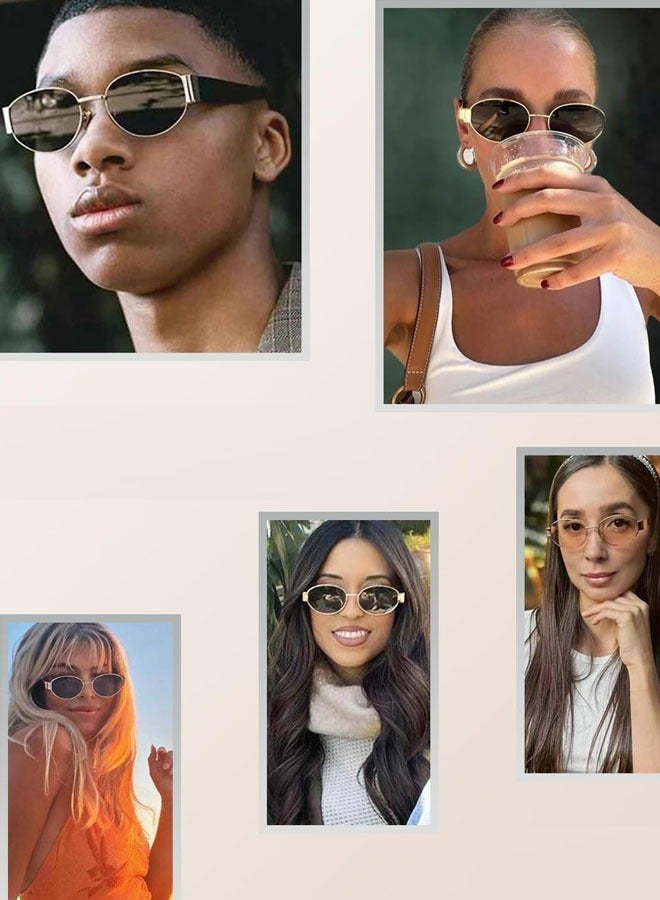 Oval sunglasses for women metal internet celebrity street shooting sunglasses retro photo sunglasses - Image 2