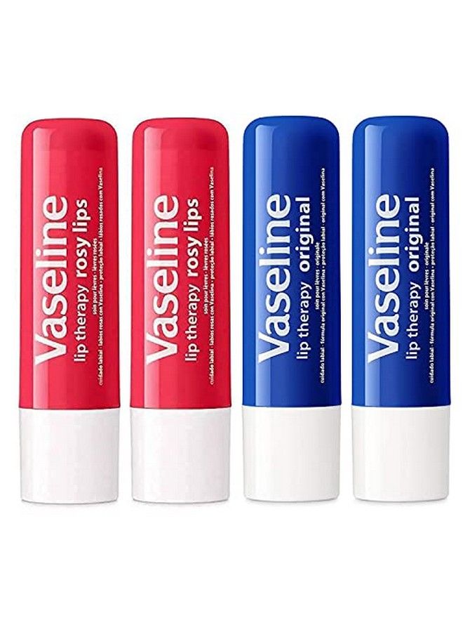 Vaseline Lip Therapy Stick Rosy Lips And Original Variety Pack : Petroleum Jelly Lip Balm : 48G Each (4 Pack) - Image 1