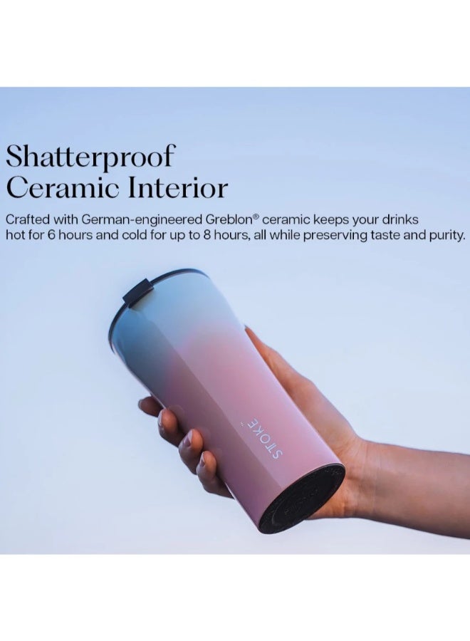 STTOKE Ceramic Insulated Leakproof Tumbler Bottle - 460ml/16oz | Commuter Cup Flow Series (Sunset Peach) - Image 3