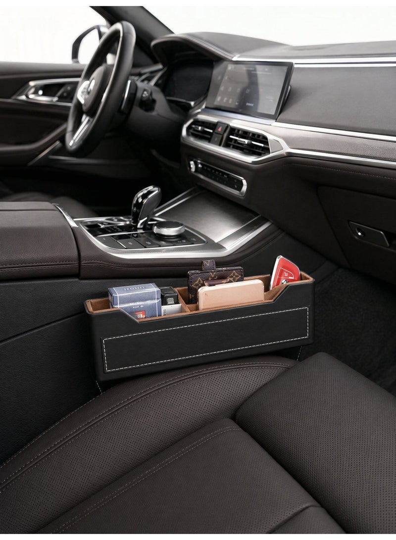 MEDOOSI Leather Car Seat Gap Storage Organizer, Car Organizer Set, Built-in Fast Charging Port, Mobile Phone Wallet Coin Key Storage Case - Image 1