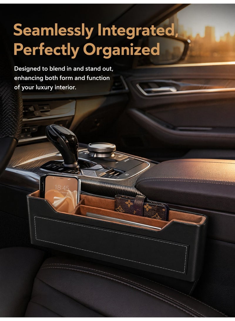 MEDOOSI Leather Car Seat Gap Storage Organizer, Car Organizer Set, Built-in Fast Charging Port, Mobile Phone Wallet Coin Key Storage Case - Image 4