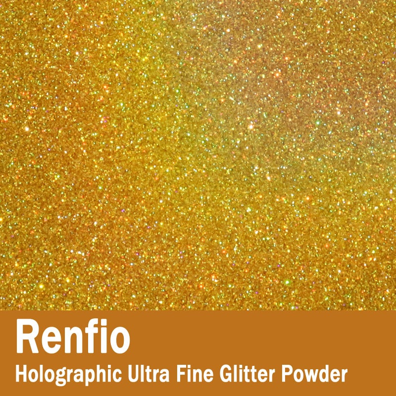 Renfio Holographic Ultra Fine Glitter Powder Metallic Resin Glitter 2.11 Oz (60g) PET Flakes Crafts Sequins 1/128" 0.008" 0.2mm Epoxy Chips Flakes for Tumblers Slime - Laser Gold - Image 2