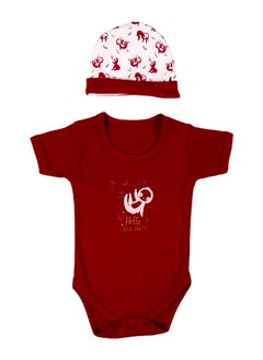 Babies Basic 5 Piece Unisex 100% Cotton Gift Set Include Bib, Romper, Mittens, Cap And Sleepsuit/Jumpsuit- Hello Little One  - Image 4