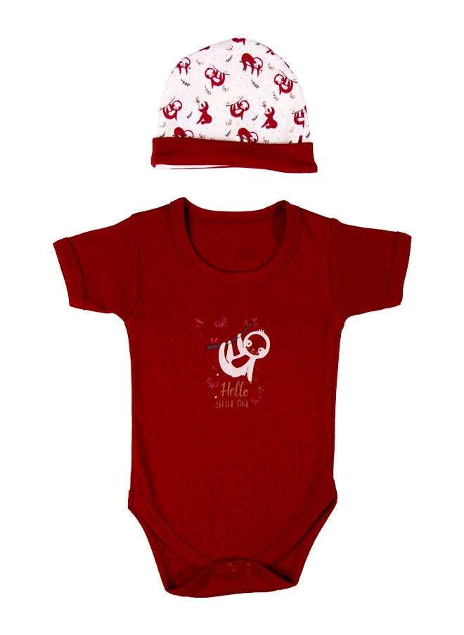 Babies Basic 5 Piece Unisex 100% Cotton Gift Set Include Bib, Romper, Mittens, Cap And Sleepsuit/Jumpsuit- Hello Little One  - Image 4