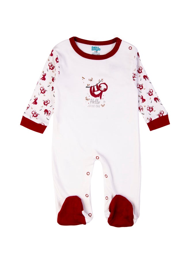 Babies Basic 5 Piece Unisex 100% Cotton Gift Set Include Bib, Romper, Mittens, Cap And Sleepsuit/Jumpsuit- Hello Little One  - Image 3