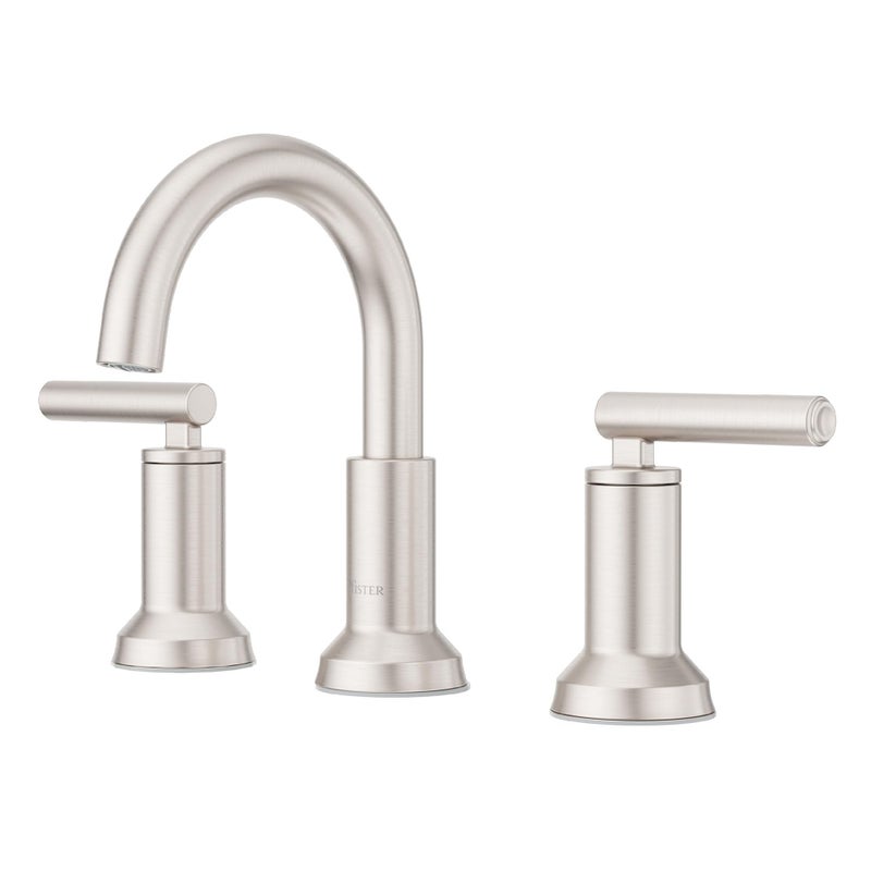 Pfister Capistrano Bathroom Sink Faucet 8Inch Widespread 2Handle 3Hole NSF Certified Spot Defense Brushed Nickel Finish LF049CSOGS