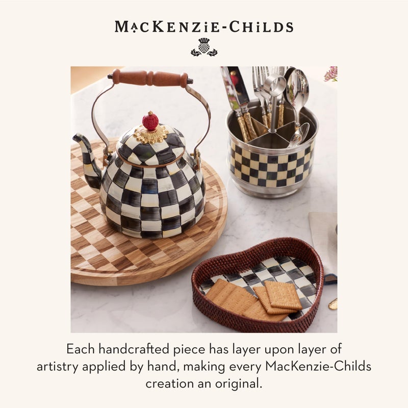 mackenzie childs مخزن أدوات المائدة من ماكنزي-تشيلدز بتصميم مربعات المحكمة، منظم أدوات المطبخ للأدوات الفضية والمناديل - Image 5
