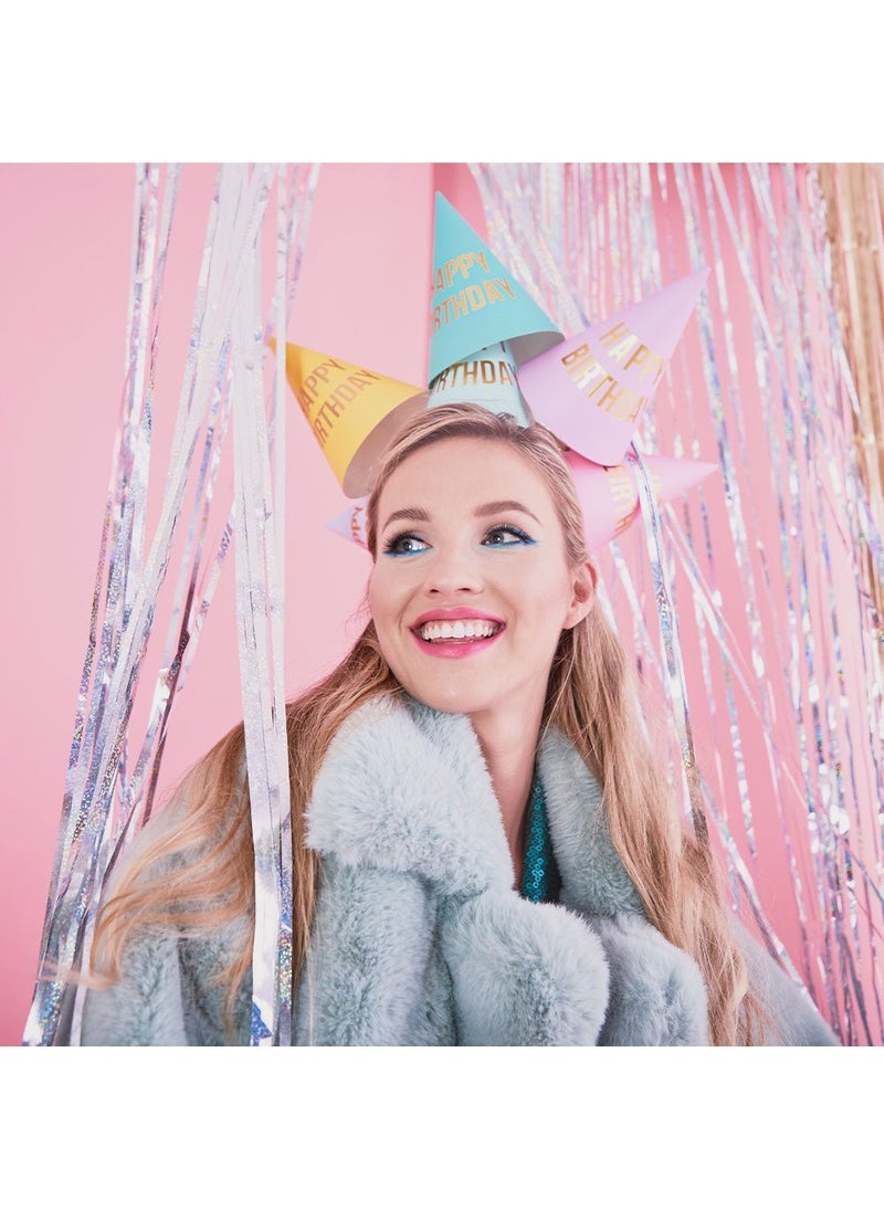 PartyDeco Happy Birthday Paper Hats Multicolor 16cm 6-Pack - Image 2