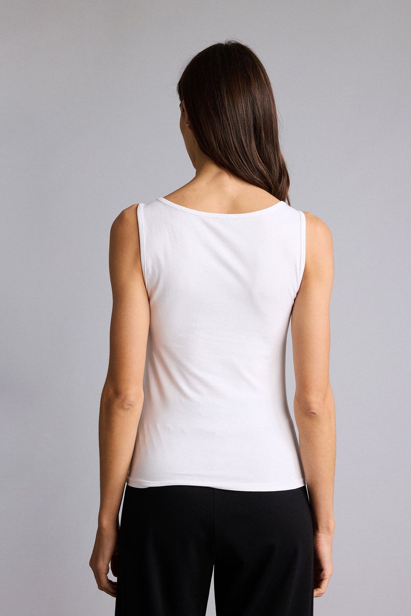DeFacto White Woman Slim Fit Basic Round Collar Sleeveless Tank Top Casual - Image 5
