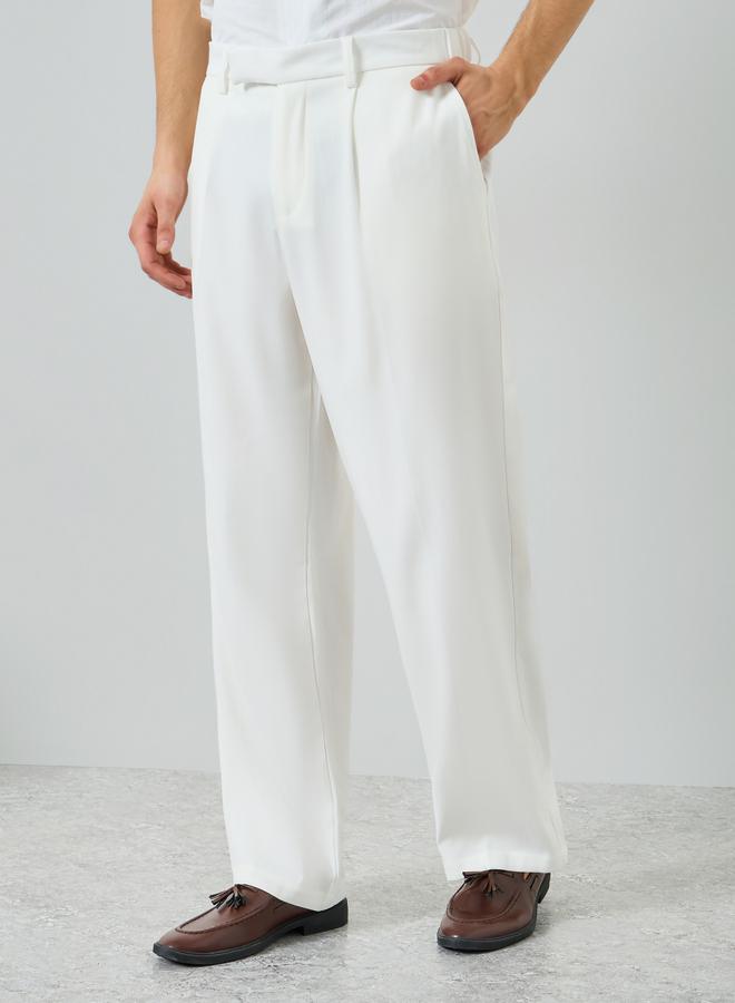 Take Two Men White Slant Pocket Pleated Straight Leg Pants - Image 3