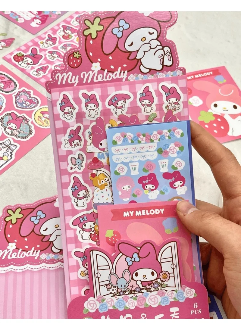 Kağıt Gemi Dükkan Paper Ship Shop Sanrio My Melody Character 6 Sheets Sticker Bullet Journal Decal