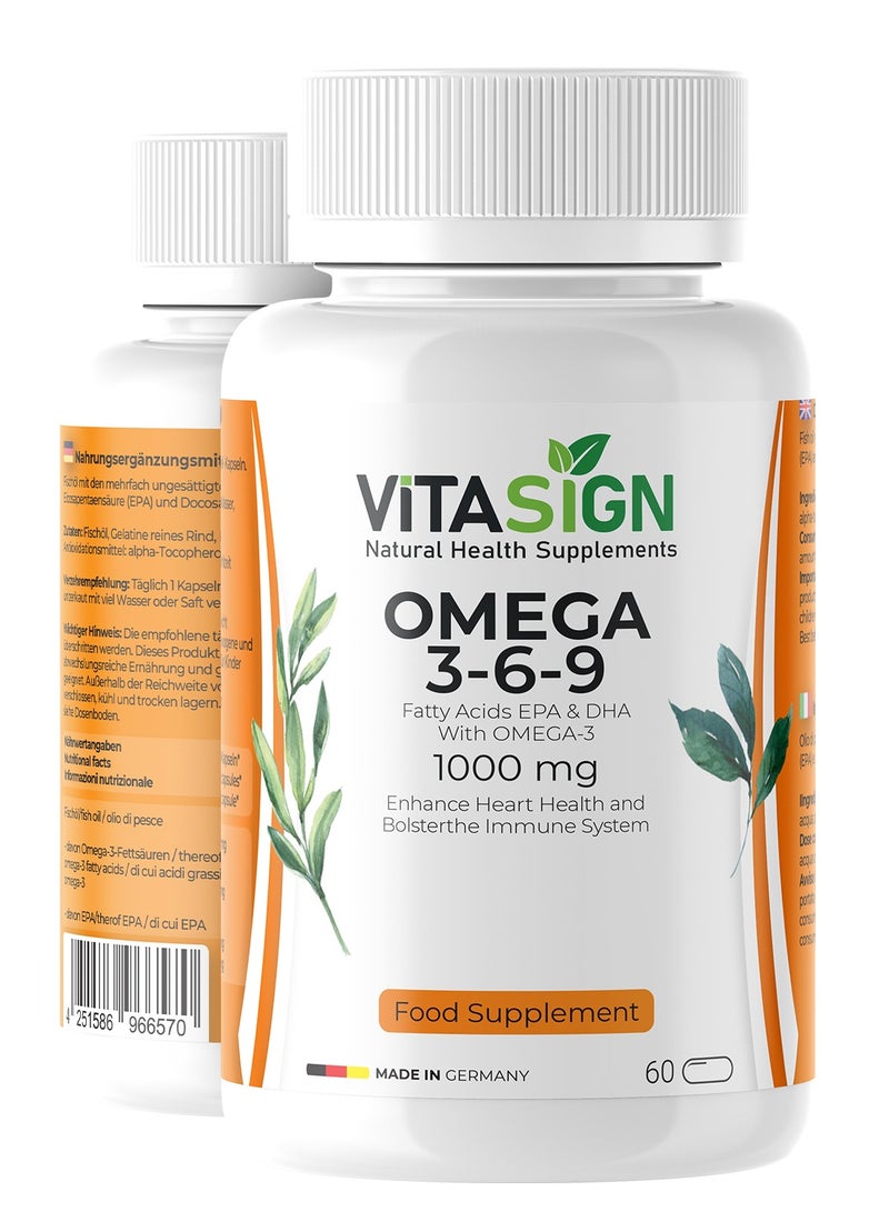 VITASIGN Premium Omega 3-6-9, 1000mg, 60 Softgels – Heart & Immune Support - Image 3