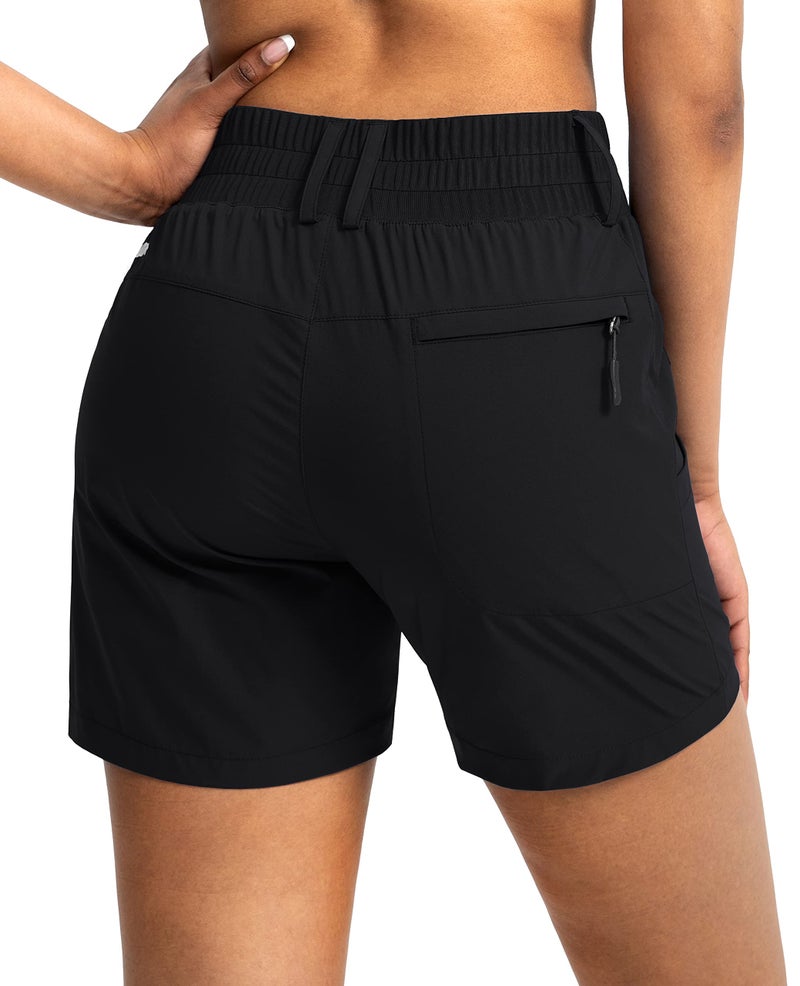 Viodia Women's 5" Hiking Golf Shorts with Pockets High Waist Stretch Cargo Short Shorts for Women Casual Summer Black - Image 2
