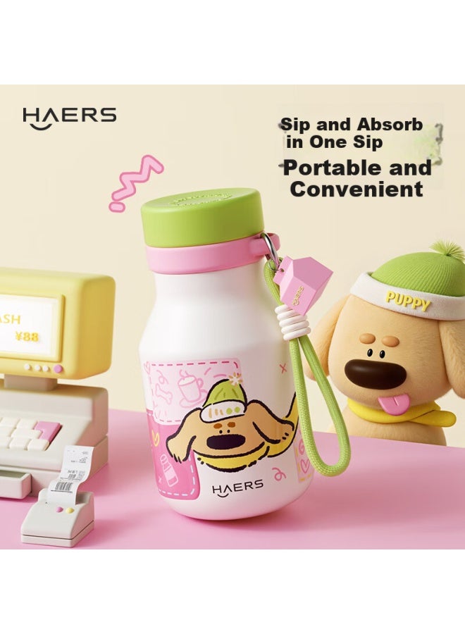 Haers Insulated Mug, Stylish Straw Water Bottle For Students, Portable Cup For Female Students, Gift, New Model, Pink, 480ml
