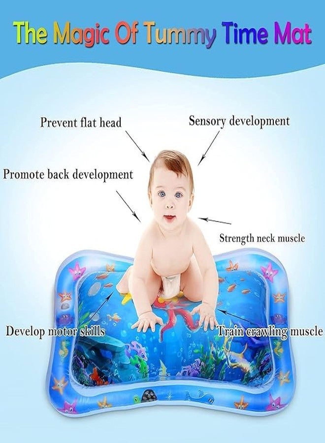 DORLANK Baby Kids Water Play Mat Toys Inflatable Tummy Time Leakproof Water Play Mat, Fun Activity Play Center Indoor and Outdoor Water Play Mat for Baby Random Design,Pack of 1 Set,Blue - Image 3