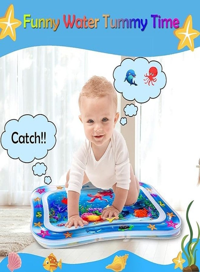 DORLANK Baby Kids Water Play Mat Toys Inflatable Tummy Time Leakproof Water Play Mat, Fun Activity Play Center Indoor and Outdoor Water Play Mat for Baby Random Design,Pack of 1 Set,Blue - Image 4