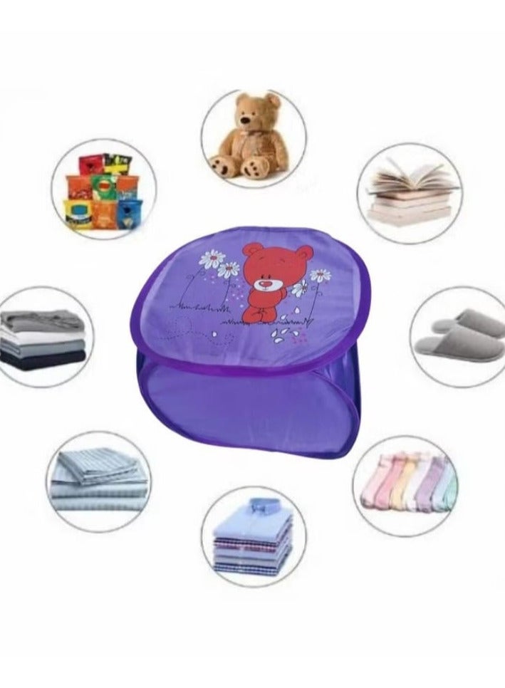 Multifunctional foldable organizing basket for toys and laundry - purple - Image 2