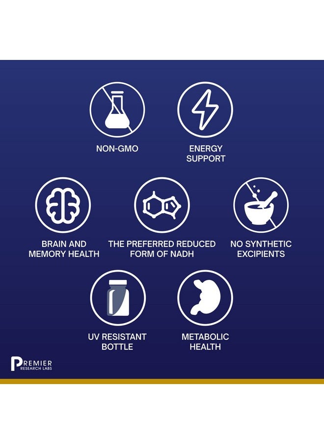 Premier Research Labs - Nadh Supports Healthy Brain Memory & Energy Levels Supports Oxygen Utilization Contains Plant Based & Gluten Free Formula For Vegans 30 Plant Source Capsules - Image 1