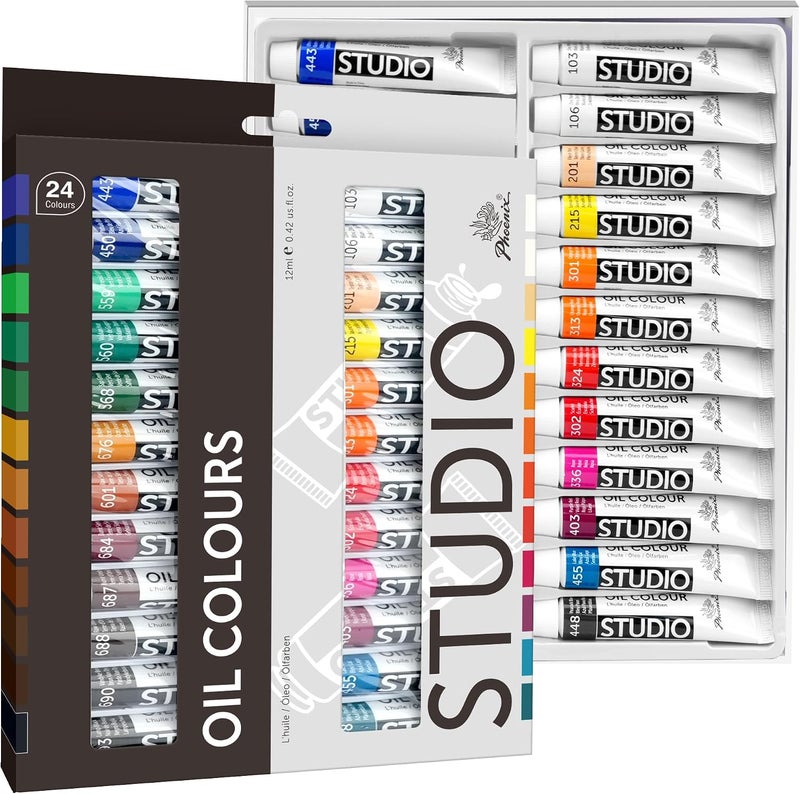 PHOENIX Oil Color Paint Set of 24 Tubes (12 ml) - Non-Toxic for Kids, Students, and Artists - Image 1