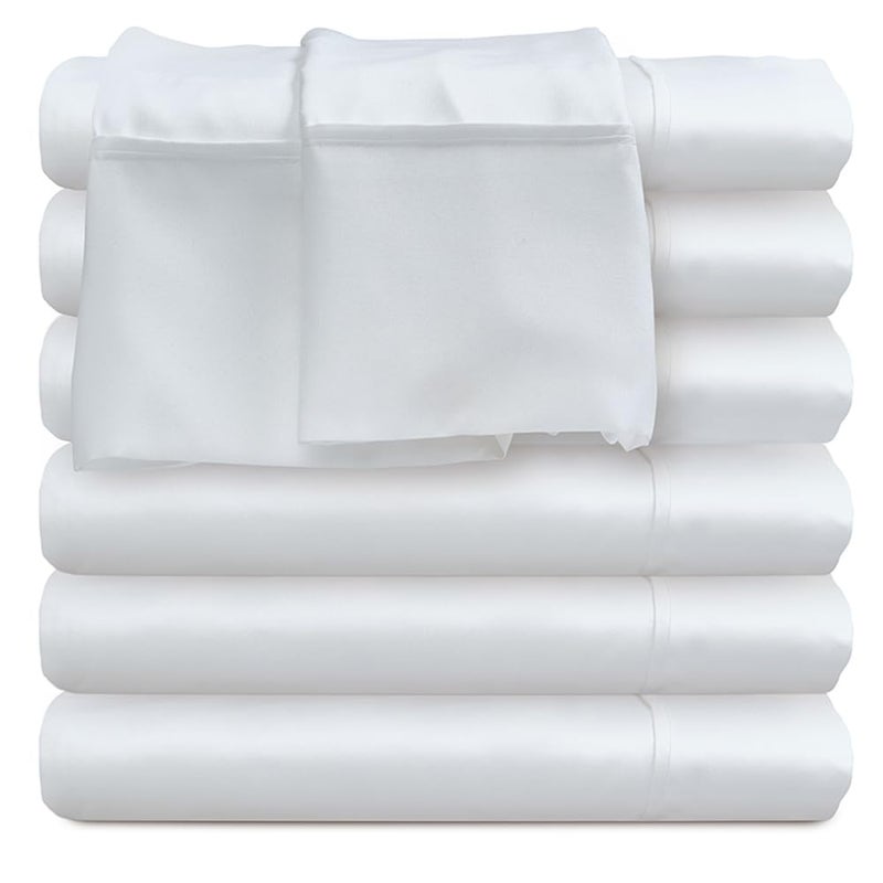 Glarea Full Size Flat Sheet Only  White Sheets Bulk 6 Pack for Massage Table Hospital Bed Home Air Bnb Essentials Dorm Decorations Made of Microfiber Fabric for Soft Feel 