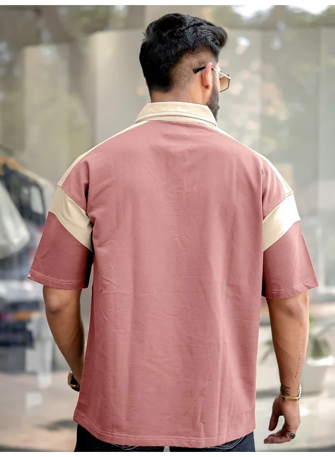 Maniac Mens Printed Polo Neck 3/4th Sleeve Onion Cotton T-Shirt