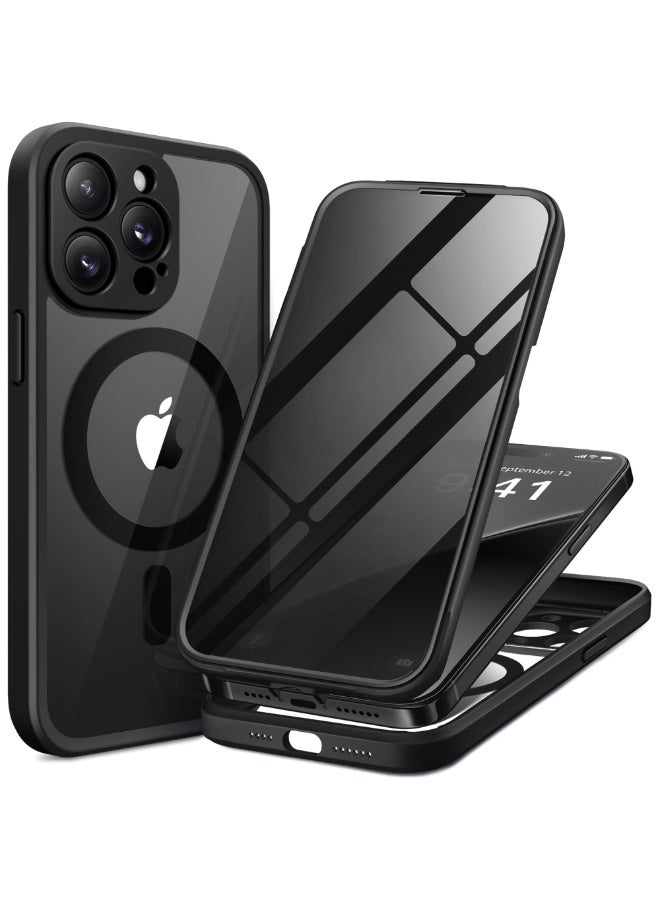 بيرفي جراب مغناطيسي لهاتف iPhone 14 Pro Max، متوافق مع MagSafe، واقي شاشة مدمج للخصوصية وحماية مطورة للكاميرا، جراب هاتف كامل الجسم مضاد للتجسس ومقاوم للصدمات لهاتف 14 Pro Max 6.7 بوصة، أسود - Image 1