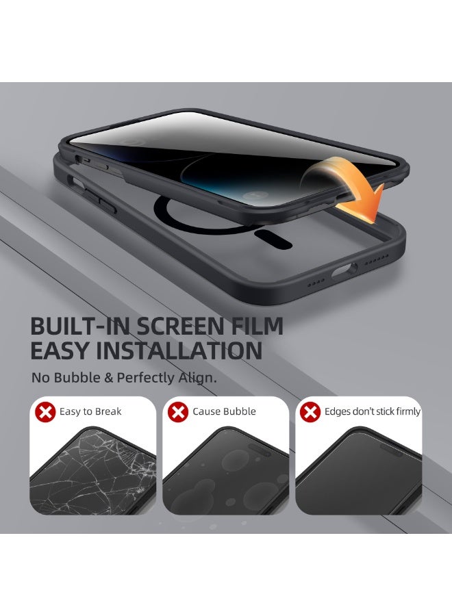 بيرفي جراب مغناطيسي لهاتف iPhone 14 Pro Max، متوافق مع MagSafe، واقي شاشة مدمج للخصوصية وحماية مطورة للكاميرا، جراب هاتف كامل الجسم مضاد للتجسس ومقاوم للصدمات لهاتف 14 Pro Max 6.7 بوصة، أسود - Image 5