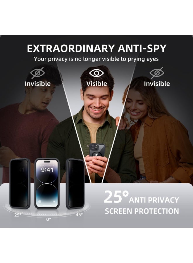 بيرفي جراب مغناطيسي لهاتف iPhone 14 Pro Max، متوافق مع MagSafe، واقي شاشة مدمج للخصوصية وحماية مطورة للكاميرا، جراب هاتف كامل الجسم مضاد للتجسس ومقاوم للصدمات لهاتف 14 Pro Max 6.7 بوصة، أسود - Image 2