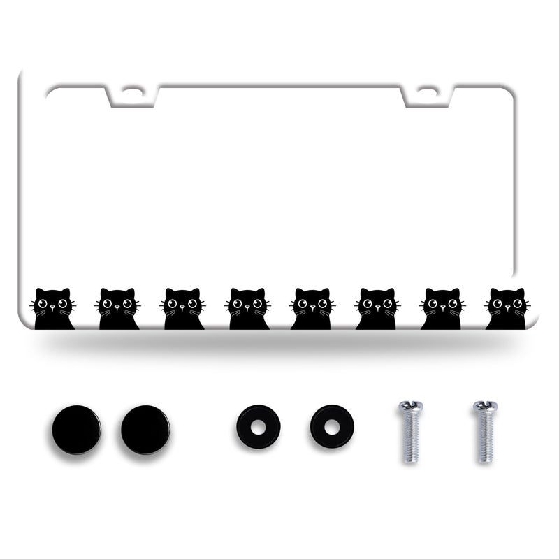 Omw2fyb Personalise Cute Black Cat License Plate Frame Pet Animal License Plate Holder Funny Car Universal Stainless Steel Accessories Cars Decor With Screws 2 Holes Fits Standard Us Vehicles Size 122 X 6 In - Image 3