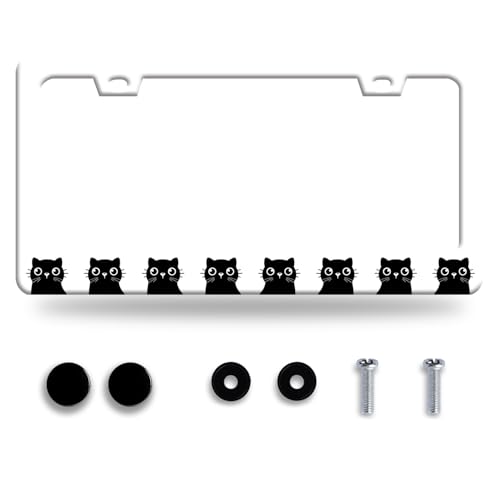 Omw2fyb Personalise Cute Black Cat License Plate Frame Pet Animal License Plate Holder Funny Car Universal Stainless Steel Accessories Cars Decor With Screws 2 Holes Fits Standard Us Vehicles Size 122 X 6 In - Image 1