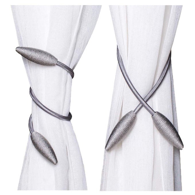 CURTAIN TIEBACKS DRAPERY HOLDBACKS WINDOW DRAPE HOLDER WEAVE ROPE CLIPS FOR BEDROOM KITCHEN OFFICE BATHROOM HOME DECOR 1 PAIR GRAY