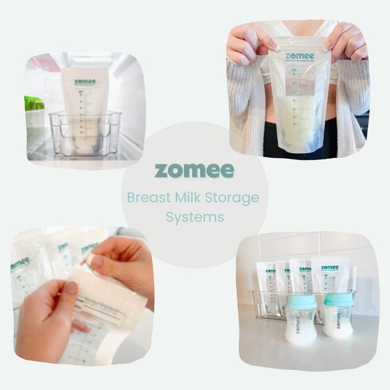 Zomee Breast Milk Storage Bags 8oz - Leakproof Double-Zip Seal, Self-Standing, Easy-Pour Design, Freezer Safe, Pre-Sterilized, BPA & Phthalate Free - Bulk Pack of 90 - Image 5