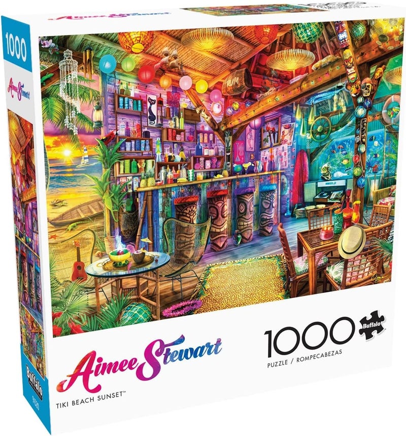 Buffalo Games - Aimee Stewart - Tiki Beach Sunset - 1000 Piece Jigsaw Puzzle - Image 1