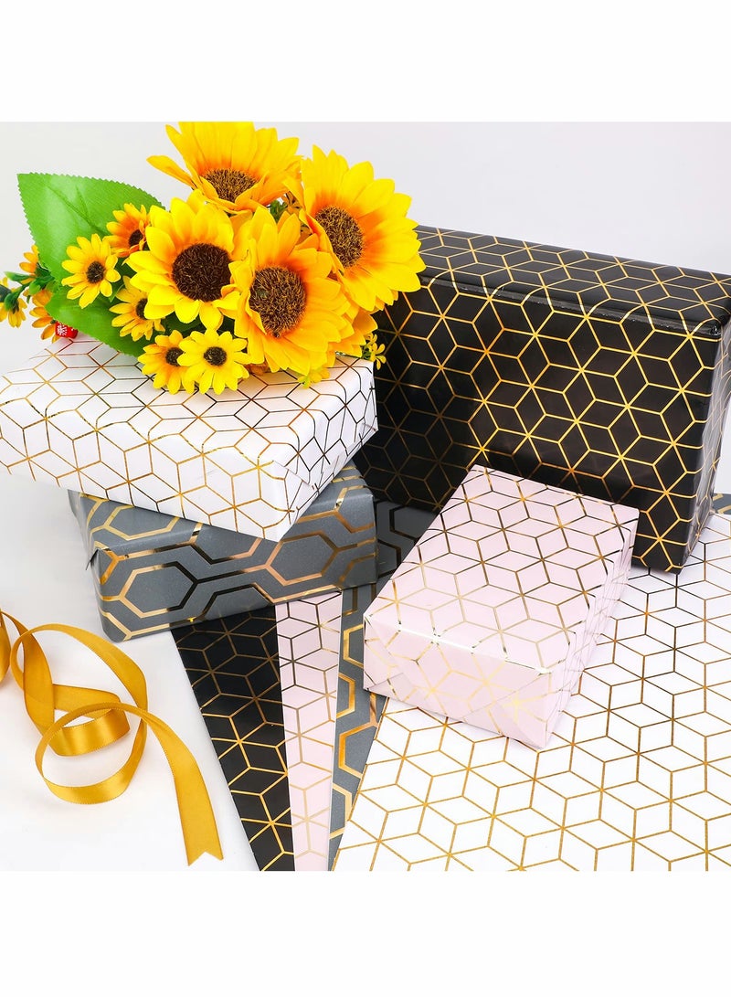 SOLARAE Gift Wrapping Paper, Foldable Bronzing Craft Paper Suitable for Flower Wrapping, Wedding Birthday Shower (4 Sheets, 27.6 * 19.7inch) - Image 4