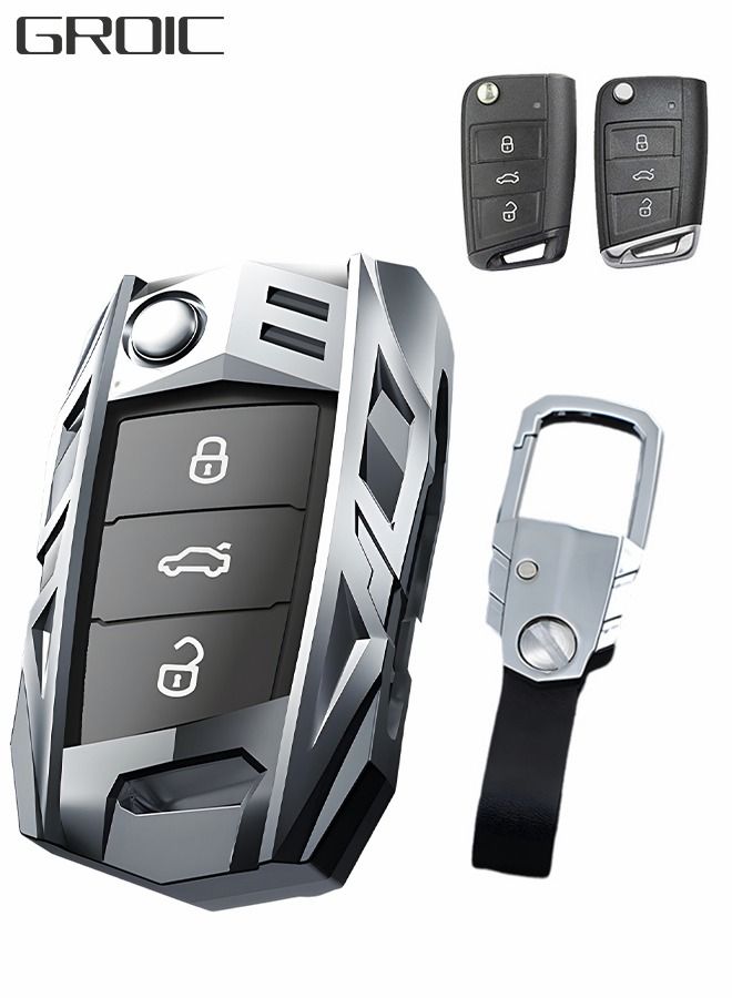 GROIC Zinc Alloy Key fob Cover Keychain, Case Cool Design Compatible for Volkswagen Multiple Models Metal Keycase Smart Fob - Image 1