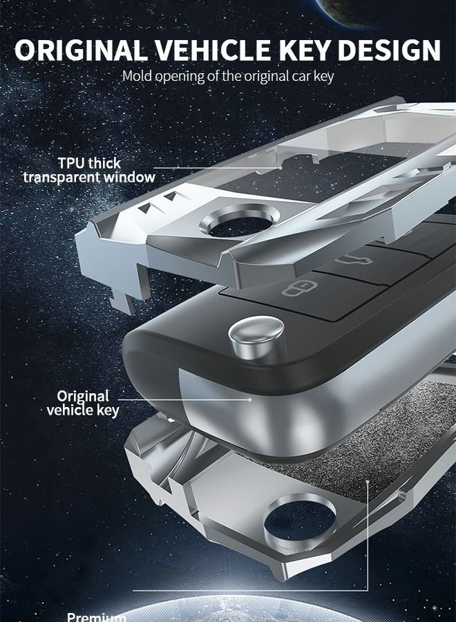 GROIC Zinc Alloy Key fob Cover Keychain, Case Cool Design Compatible for Volkswagen Multiple Models Metal Keycase Smart Fob - Image 4