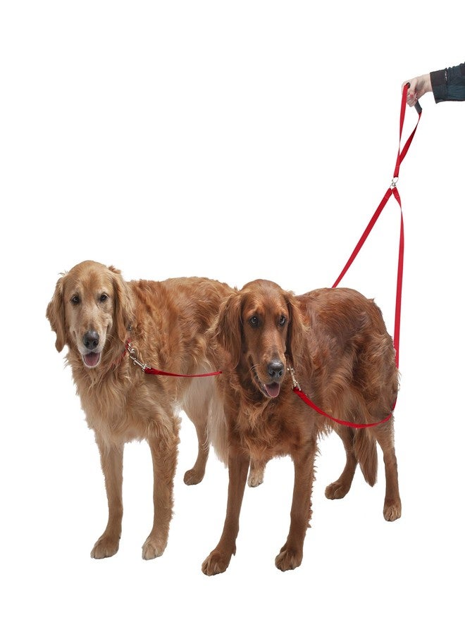 Furhaven Two Tails Walking Tangle-Free Dual Dog Leash - Ruby Red, One Size - Image 1