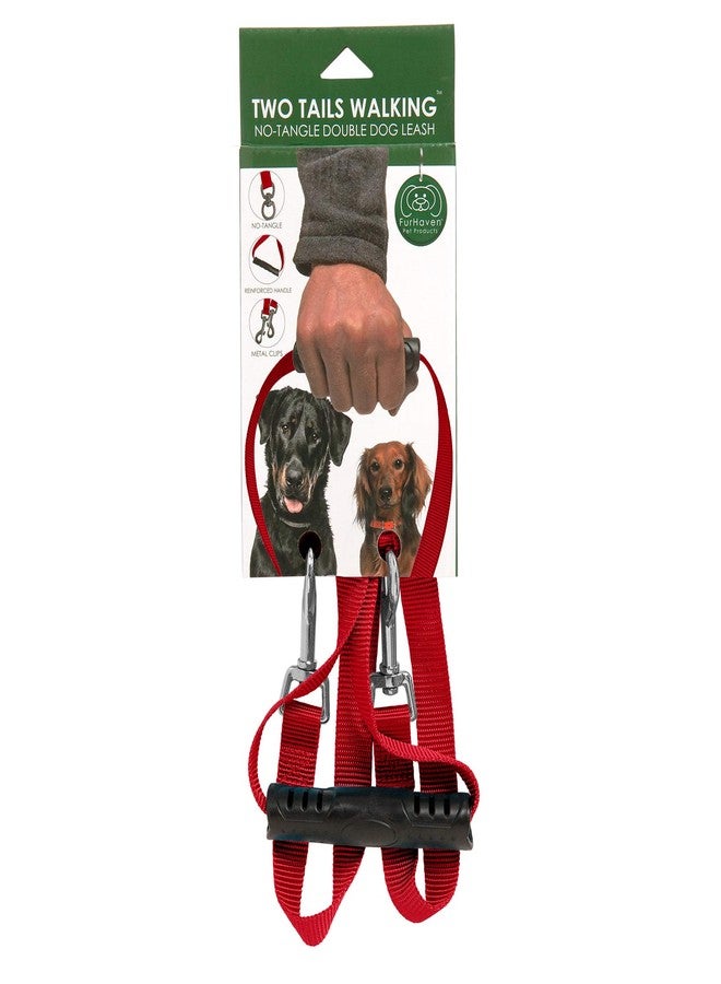 Furhaven Two Tails Walking Tangle-Free Dual Dog Leash - Ruby Red, One Size - Image 3