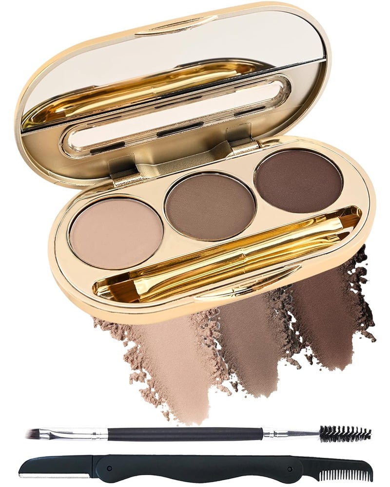 Eyebrow Powder Kit3 Colors Eye Brow Tinting Powder Palette LongLasting WaterproofLight Dark Grey Brown Brow Filler EyeshadowMothers Day Makeup Gift for WomenWith Mirror Brow BrushSet 01