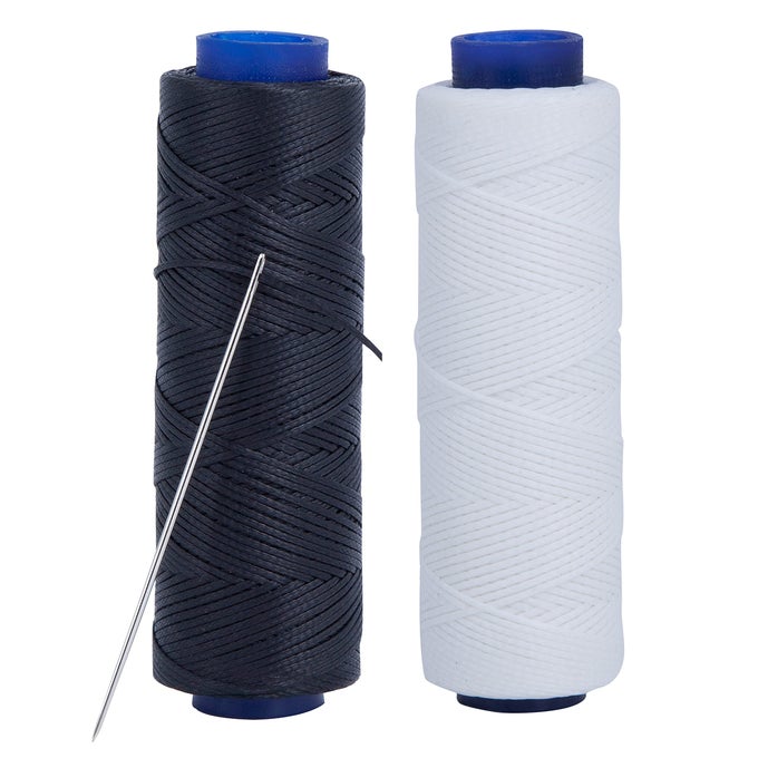 WAXED THREAD 1MM THICK STRONG THREAD FOR LEATHER HEAVY FABRICS UPHOLSTERY SHOES BAGS DIY REPAIRS 2X100 METRE BLACK WHITE