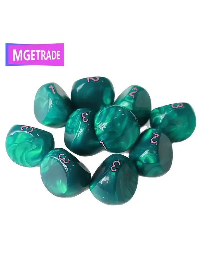 مجموعة خضراء من 12 حجرة نرد ثلاثية الجوانب مستديرة لألعاب الطاولة وألعاب تقمص الأدوار - Image 1