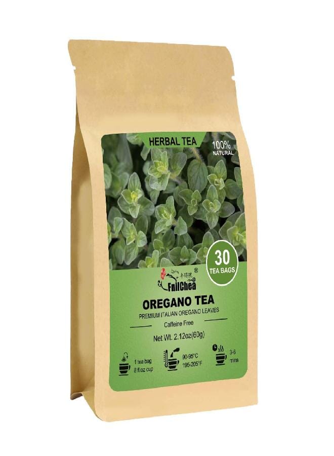 FullChea - Oregano Tea Bags, 30 Teabags, 2g/Bag - Premium Oregano Leaves - Non-GMO - Caffeine-Free - Support Digestion & Boost Immunity - Image 1