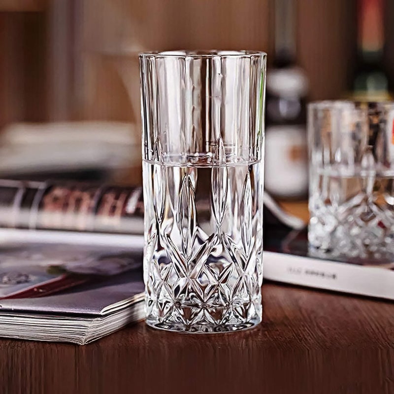 Le'raze Crystal Highball Glasses Glass Drinking Glasses Set of 6 for Water Juice Beer Wine and Cocktails  Special Edition Glassware Set