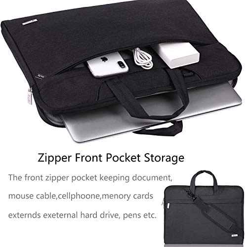 Voova Laptop Bag 17 17.3 Inch Waterproof Laptop Sleeve Case with Shoulder Straps & Handle, Computer Case Cover Slim Briefcase Compatible with 17-18” Hp Dell Asus Acer, Black - Image 2